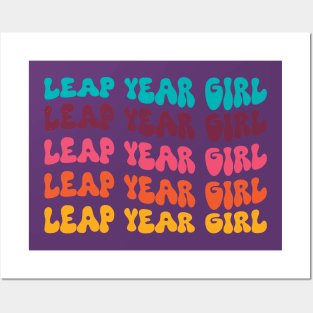 Leap year girl, groovy wavy text retro style Posters and Art